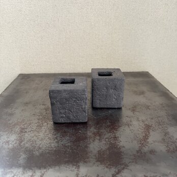 楊枝入れ　(花器)　黒釉　cube miniの画像