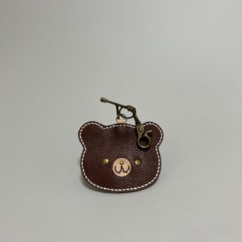 姫路レザーくまちゃんチャーム◆焦げ茶　キーホルダー　バックチャーム　ショルダーバック　母の日ギフトの画像