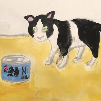 猫と鯖缶の画像