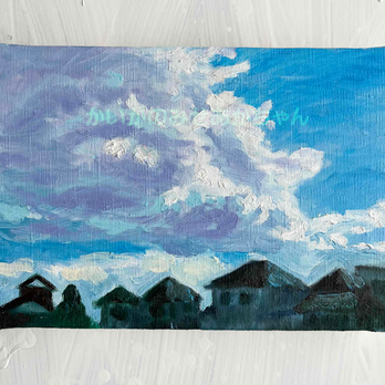 16×23㎝「朝の風景　20254」油彩・原画・サムホールサイズの画像