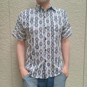 半袖和柄シャツ（達磨つなぎ模様）の画像