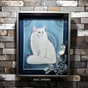 原画 1点もの ボールペン画 日本人作家 色鉛筆画 猫の絵 ねこ ネコ 絵画 絵 アート ネコの絵 額入り ソラフラワー 猫の画像
