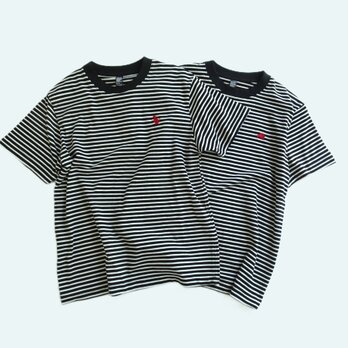 ワンポイント刺繍/プレミアムコンフォートボーダーTシャツ5.3オンスの画像