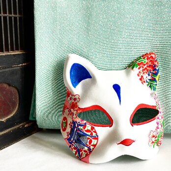 一閑張り猫面 　“桃花”