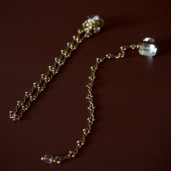 " Lily collage earrings "  - brass -の画像