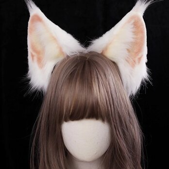 【受注生産】メイン猫の耳カチューシャ 手作りリアルな毛皮のような ヘアアクセサリー シミュレーション動物の耳 ロリータの画像