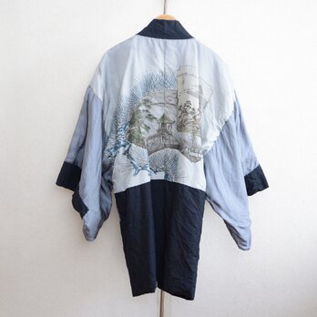 羽織 メンズ アンティーク着物 ジャパンヴィンテージ 昭和 リメイク素材 日本画 Haori Jacket Men Kimonoの画像
