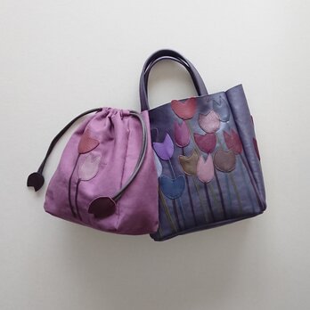 purple tulip leather 3way toteの画像