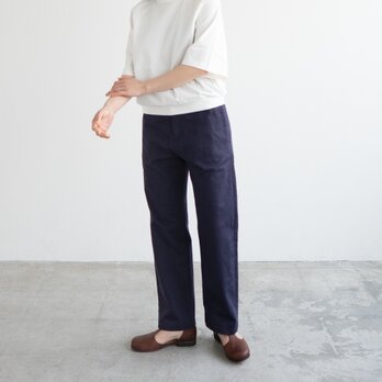 cotton herringbone work pants/faded navyの画像