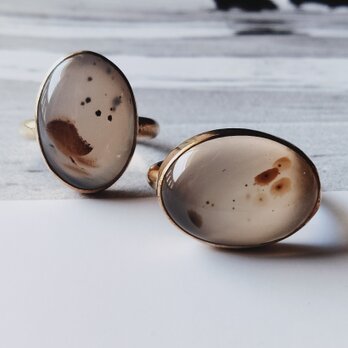 Montana moss agate brass ringの画像