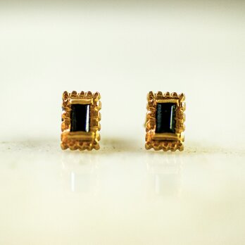 onyx classic frame pierce ・一粒ピアス・オニキス /送料無料の画像