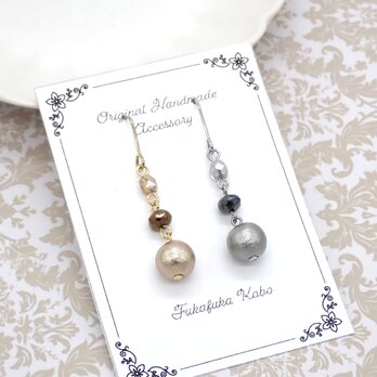 《４色から選べる》コットンパールとチェコビーズのピアス／イヤリング