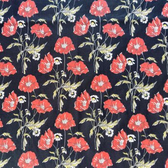 日用品店（布）コットンキュプラスカーフ  50cm×50cm 【 ボタニカル／ブラック 】LIBERTY