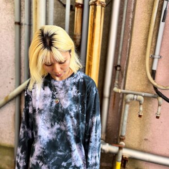 タイダイ 長袖Ｔシャツ Lサイズ ブラック ムラ染め HIPPIES DYE HD23-84の画像