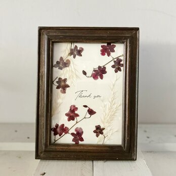 【母の日ギフトにおすすめ】押し花アートフレーム「Thank you」Red×Whiteの画像