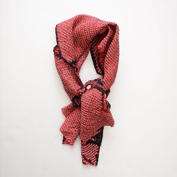 帯揚げ 絞り 赤 古布 端切れ 絹 リメイク素材 ジャパンヴィンテージ スカーフ 1 Obiage Shibori Fabricの画像