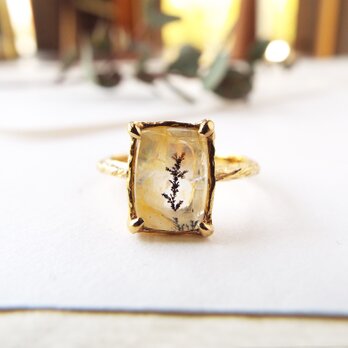 【一点物】デンドリティッククォーツのリング　-ミニガーデン-　mini garden ring No,1　杉の芽の画像