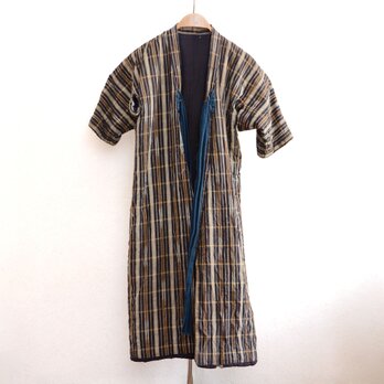 襤褸 綿入れ半纏 子供用 着物 古布 藍染紐 リメイク素材 インテリア小物 ジャパンヴィンテージ Boro Hantenの画像