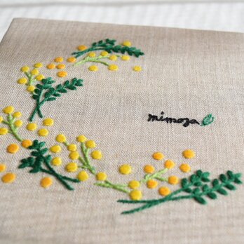 手刺繍・ファブリックパネル 「ミモザ」の画像