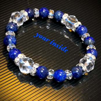 ラピスラズリ スターカット水晶 天然石ブレスレットの画像