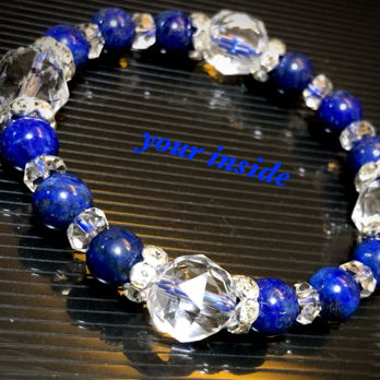 ラピスラズリ スターカット水晶 天然石ブレスレットの画像