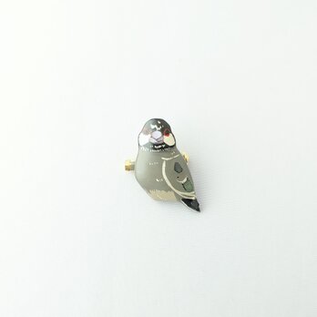 文鳥 羽根螺鈿(小)漆ブローチの画像