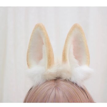 【受注生産】うさぎ耳カチューシャ 手作り リアルな毛皮のような ペットの耳ヘアアクセサリー シミュレーション動物の耳の画像