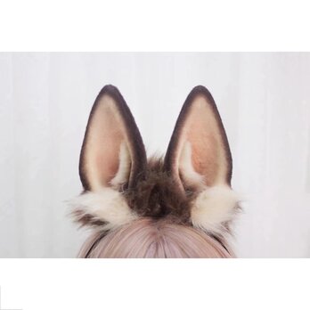 【受注生産】うさぎ耳カチューシャ 手作り リアルな毛皮のような ペットの耳ヘアアクセサリー シミュレーション動物の耳の画像