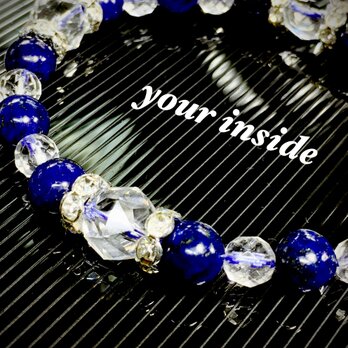 ラピスラズリ スターカット水晶 天然石ブレスレットの画像