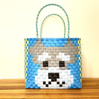 シュナウザー★お散歩バック★プラかご★エコバッグ　プラバッグ　メルカドバッグ　ppバンド Ｌサイズの画像