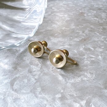 YC21-【 Coro 】コロ・ヴィンテージイヤリング 1950〜60s Gold Tone Round Prongの画像
