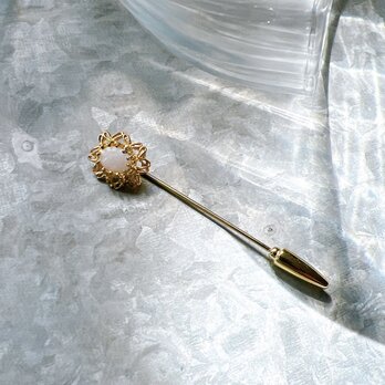 SC131-ヴィンテージブローチ U.S.A. Translucent Glass Cabochon Gold Toneの画像