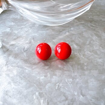 PA312-【 AVON 】エイボン・ヴィンテージピアス  Deadstock Red Acrylic Cabochonの画像