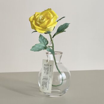 《和紙の花》そのまま飾れるクリアケース入り|植物標本みたいなインテリアフラワー|黄色バラの画像