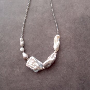 Labradorite × Pearl Mix Necklace／ラブラドライト×パールネックレスの画像