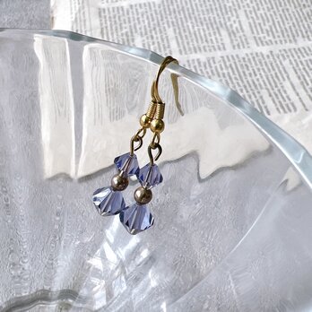 P652-ヴィンテージピアス U.S.A. 1980s Amethyst Color Beads Hangingの画像