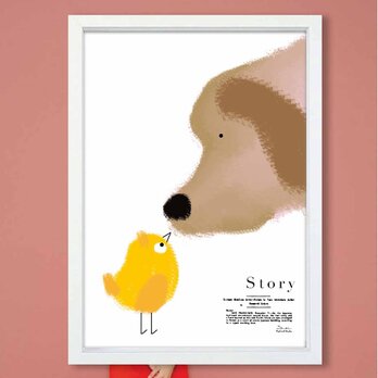 Story  イヌ　鳥　送料無料 　イラスト　たのしくなるお部屋　ポスター　アートポスター　アートsei検索新着順　3471の画像
