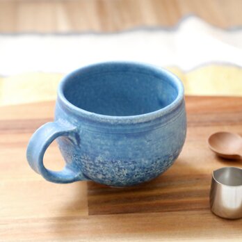 紺碧色の釉薬 丸いマグカップ