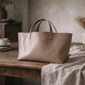 本革 スモールフィールドバッグ／スモーキーローズブラウン ― 既製品とは少し違う、静かなニュアンスのレザートート