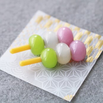 ＊期間限定SALE＊ガラスのミニチュア和菓子・三色団子　★ガラスのミニチュア和菓子店★の画像