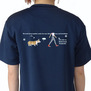 ウェリッシュコーギー/全犬種対応/カスタマイズOK/ドライTシャツ/オリジナル作成/犬/ワンコ/うちの子/いぬ/ネイビーの画像