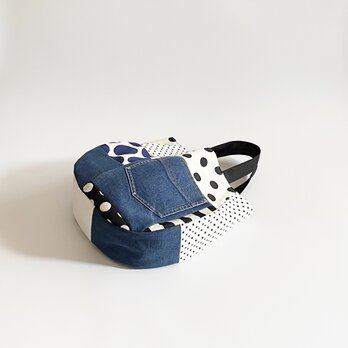 デニムパッチワークバッグ キナリ ドット モノトーン A4