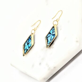 黒漆とブルー螺鈿のダイヤのピアスイヤリング【2170】#ピアス#イヤリングのコピーの画像