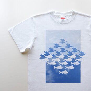 千鳥千魚格子 5.6oz Tシャツ / whiteの画像