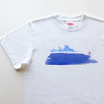 海 5.6oz -white- Tシャツ メンズ/青 ブルー ヨットの画像