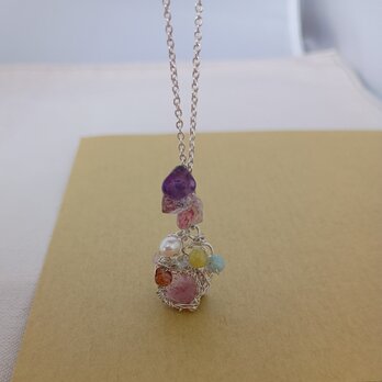 mineral necklace　(ストロベリークォーツ、アメシスト）の画像