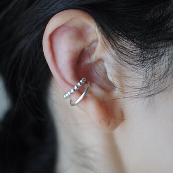 粒 Ｗ Ear cuff　シルバー925の画像