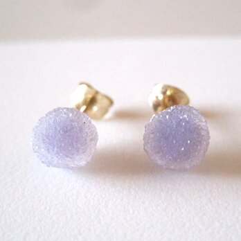 グレープカルセドニーの原石ピアス /Indonesia/Grape Chalcedony 14kgfの画像