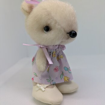 ぬいぐるみ☆おめかしくまさん☆クリームの画像