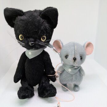 ぬいぐるみ☆ねことねずみ☆ハート☆ペアの画像